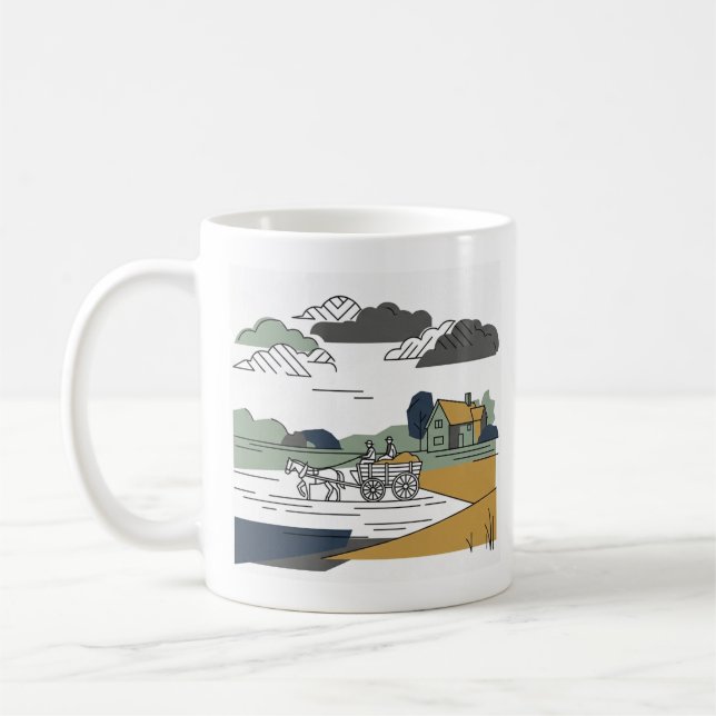 Caneca De Café Ilustração de Linha do Carro de Feno de Constable (Esquerda)