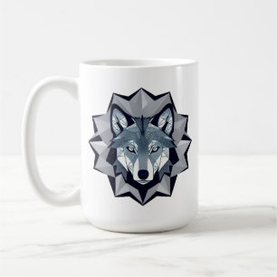 Caneca De Café Ilustração de Lobo Geométrico