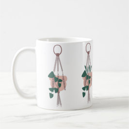 Caneca De Café Ilustração de Macrame Pendurado de Planta de Casa
