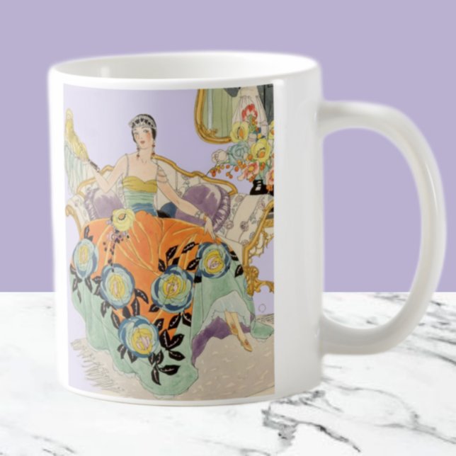 Caneca De Café Ilustração de Moda Art Déco Vintage Elegante  (Criador carregado)