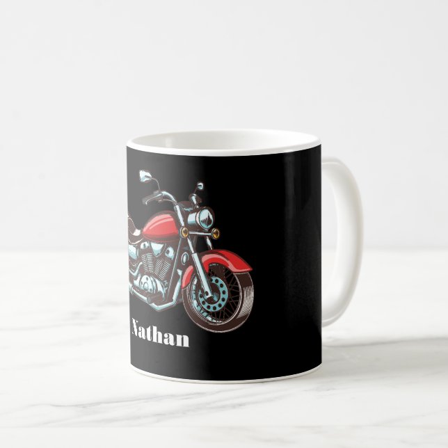 Caneca De Café Ilustração de motociclo personalizada (Frente Esquerda)