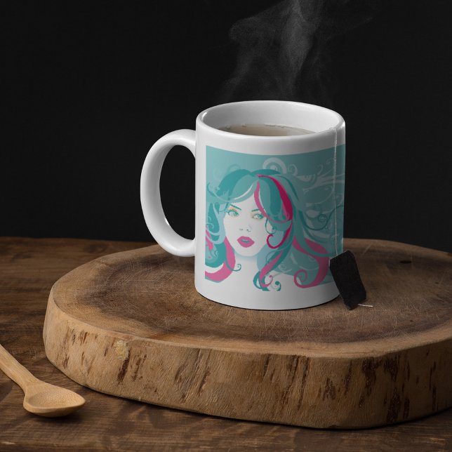 Caneca De Café Ilustração de Mulher Artística (Criador carregado)