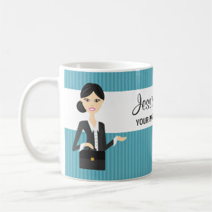 Caneca De Café Ilustração de Mulher de Negócios Fofa com Cabelo P