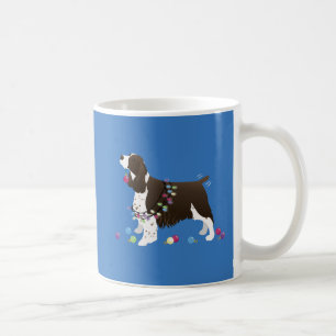 Caneca De Café Ilustração de Natal de Brown Springer Spaniel