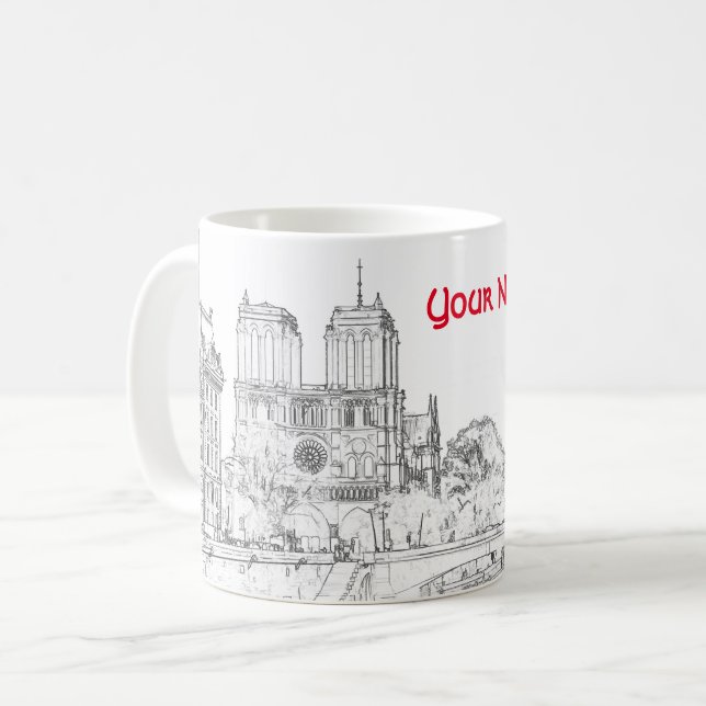 Caneca De Café Ilustração de Notre Dame de Paris (Frente Esquerda)