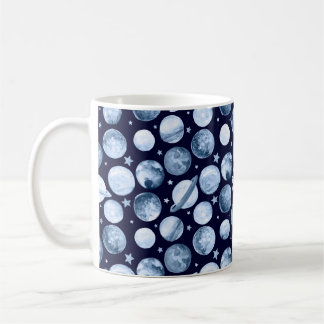 Caneca De Café Ilustração de padrão de aquarela da galáxia espaci