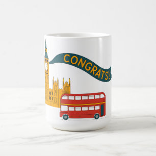 Caneca De Café Ilustração de Parabéns com tema de Londres com Big