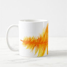 Caneca De Café Ilustração de Pena Dourada Radiante