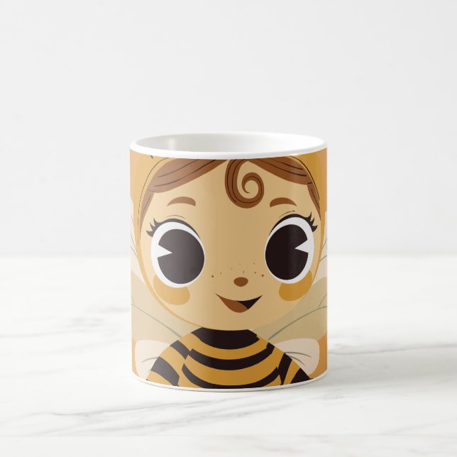 Caneca De Café Ilustração de Personagem de Menina Abelhinha Fofa  (Centro)