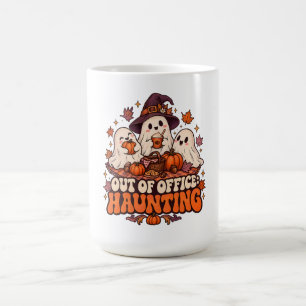 Caneca De Café Ilustração de Piquenique de Outono de Fantasmas Fo