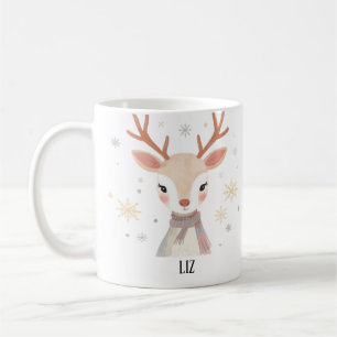 Caneca De Café Ilustração de Rena Macia Arte de Natal Suave