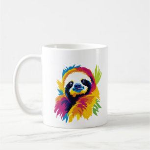 Caneca De Café Ilustração de Retrato de Preguiça Pintura em Aquar