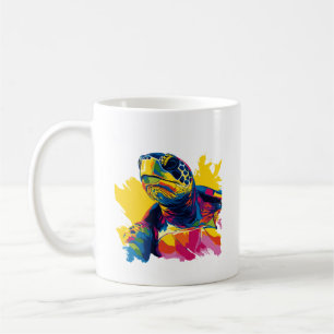 Caneca De Café Ilustração de retrato de tartaruga Pintura em aqua