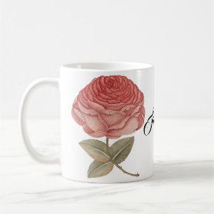 Caneca De Café Ilustração de rosa-rosa com vinheta