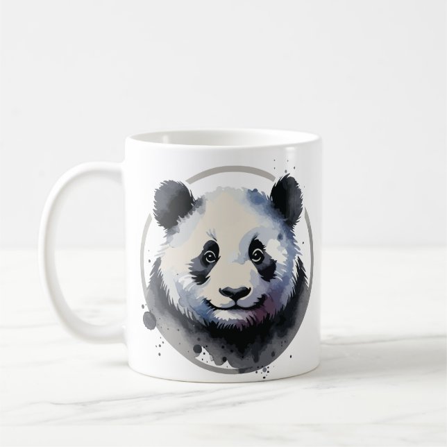 Caneca De Café Ilustração de rosto de panda fofo (Esquerda)
