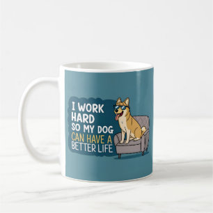 Caneca De Café Ilustração de Sofá com Citação Divertida de Cachor
