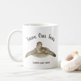 Caneca De Café Ilustração de Tartaruga Marítima Mensagem Ecológic