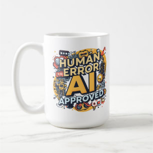 Caneca De Café Ilustração de Tecnologia Aprovada por IA com Erro