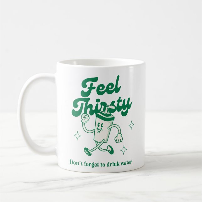 Caneca De Café Ilustração de texto engraçada e bonitinha bege ver (Esquerda)