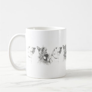 Caneca De Café Ilustração de Tinta Scotty Dog e Labrador Friend