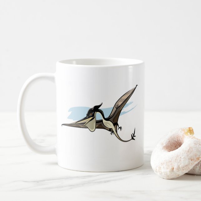 Caneca De Café Ilustração De Um Dinossauro Pteranodon. (Com Donut)