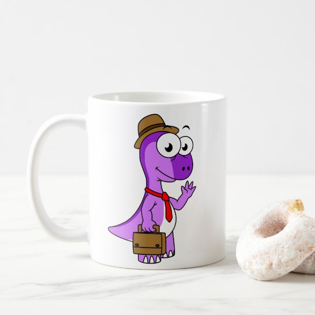 Caneca De Café Ilustração De Um Empresário Paquicéfalossauro. (Com Donut)