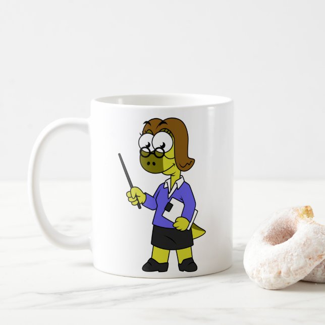 Caneca De Café Ilustração De Um Professor De Paquicéfalossauro. (Com Donut)