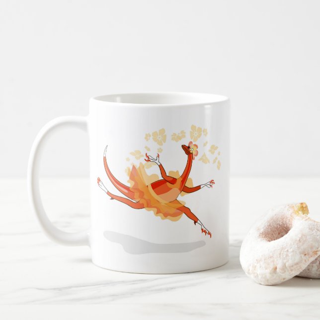 Caneca De Café Ilustração De Um Raptor De Ballerina. 2 (Com Donut)