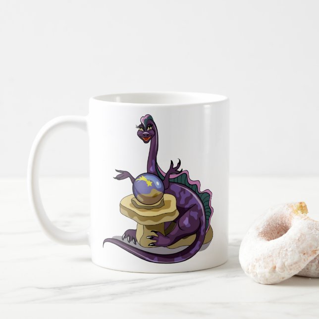 Caneca De Café Ilustração De Um Teller Da Fortuna Plateossauro. (Com Donut)