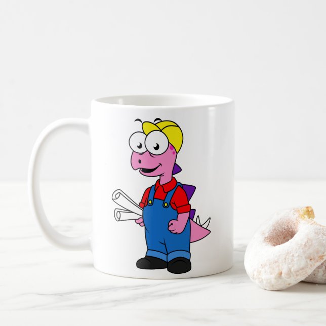 Caneca De Café Ilustração De Um Trabalhador De Construção De Steg (Com Donut)