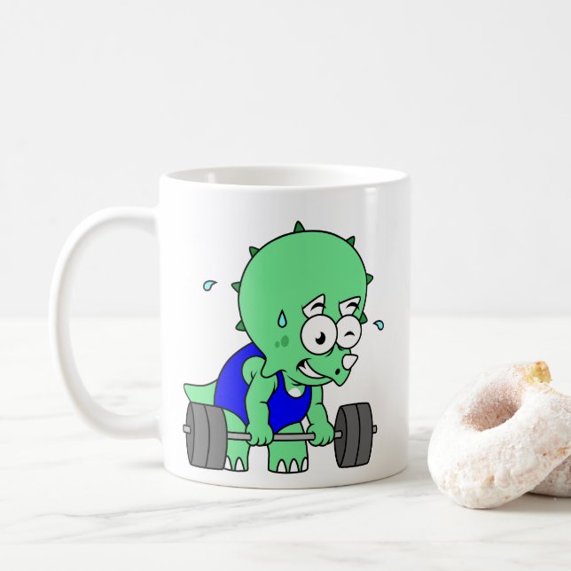 Caneca De Café Ilustração De Um Tricerátopo De Pesos. (Com Donut)