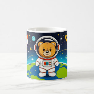 Caneca De Café Ilustração de Urso Astronauta Fofo