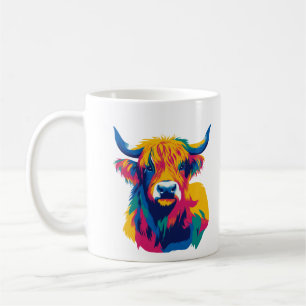 Caneca De Café Ilustração de Vaca das Terras Altas Pintura em Aqu