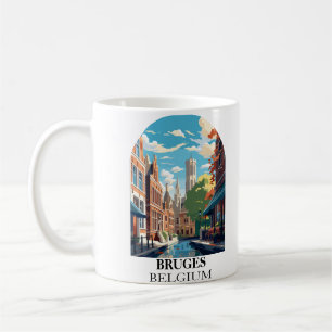 Caneca De Café Ilustração de Viagem Bruges Belgium