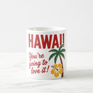 Caneca De Café Ilustração de Viagem das Ilhas Havaianas Vintage R