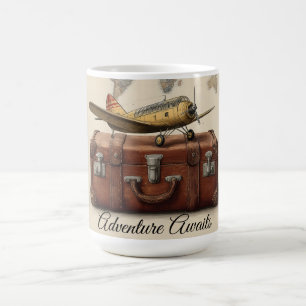 Caneca De Café Ilustração de viagens vintage com um Plano
