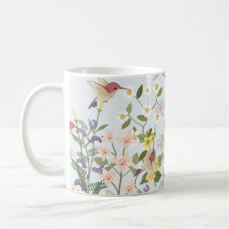 Caneca De Café Ilustração de Vintagem de Jardim Floral de Humming