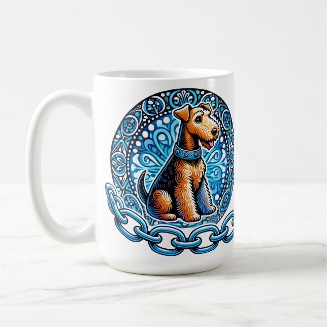Caneca De Café Ilustração Decorativa de um Cão Terrier (Esquerda)