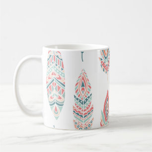 Caneca De Café Ilustração Desenhada pelas Penas Étnicas