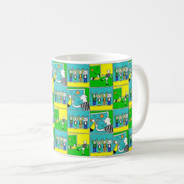 Caneca De Café Ilustração divertida de Jogadores e Ventiladores e (Frente Esquerda)
