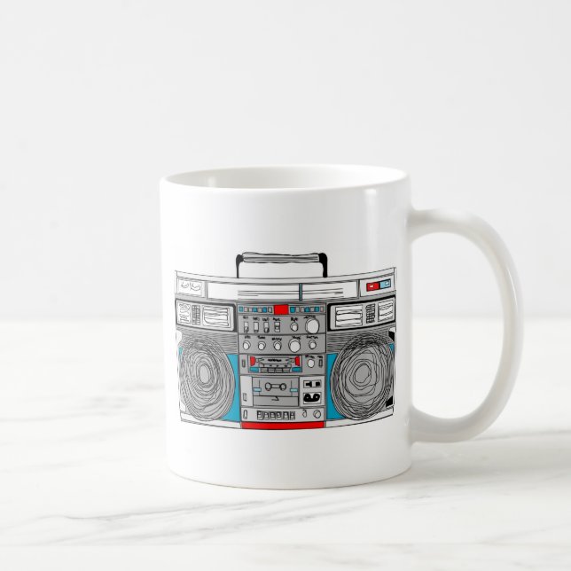 Caneca De Café ilustração do boombox 80s (Direita)