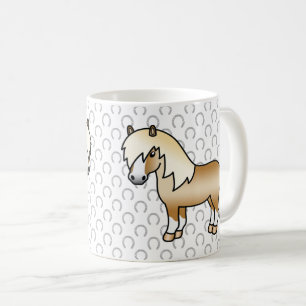 Caneca De Café Ilustração do Cartoon Palomino Shetland Pony Cute