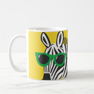 Caneca De Café Ilustração do Cartoon Zebra Girafa legal