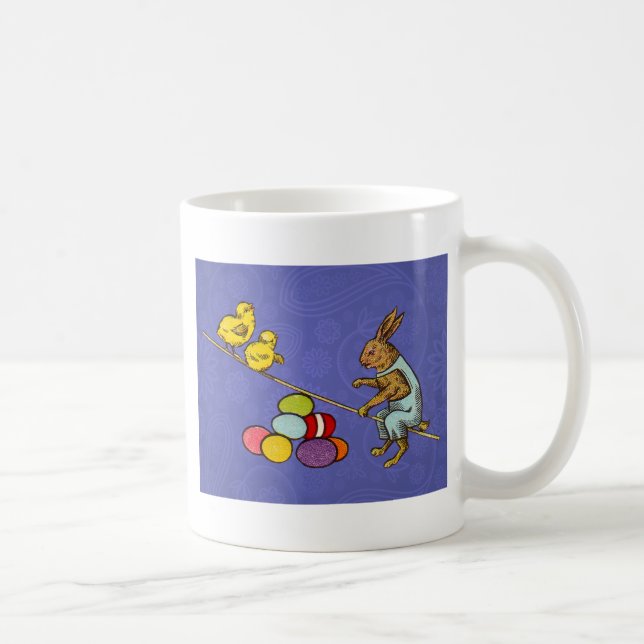 Caneca De Café Ilustração do Coelho de Páscoa chocando ovos (Direita)