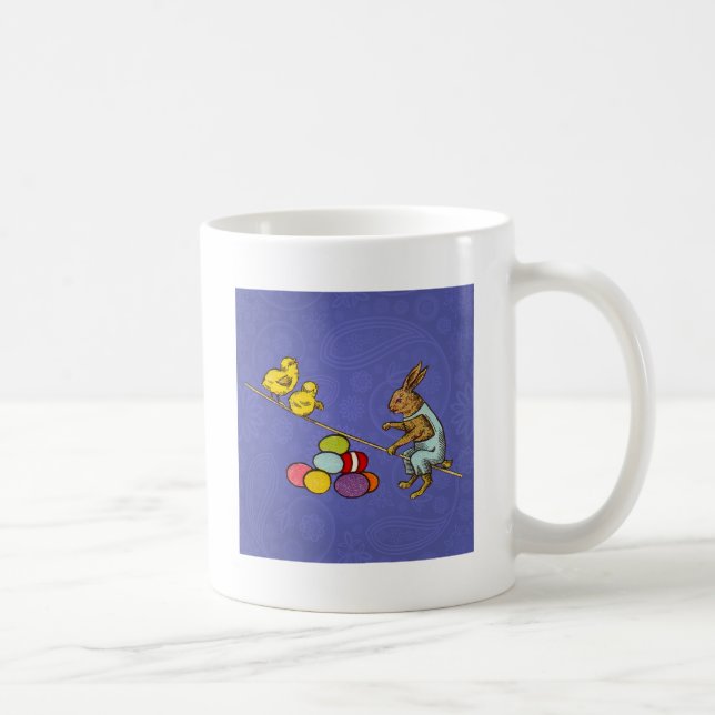 Caneca De Café Ilustração do coelho de Páscoa chocando ovos (Direita)