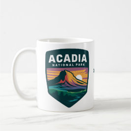Caneca De Café Ilustração do Crachá Sunset do Acadia National Par