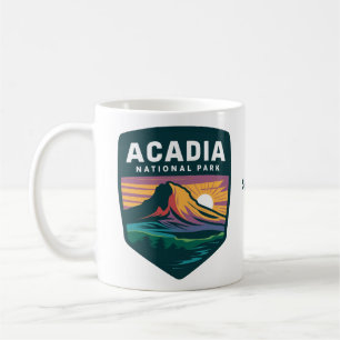 Caneca De Café Ilustração do Crachá Sunset do Acadia National Par