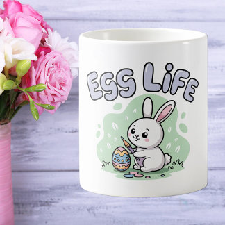 Caneca De Café Ilustração do Cute Kawaii Egg Life Easter Bunny