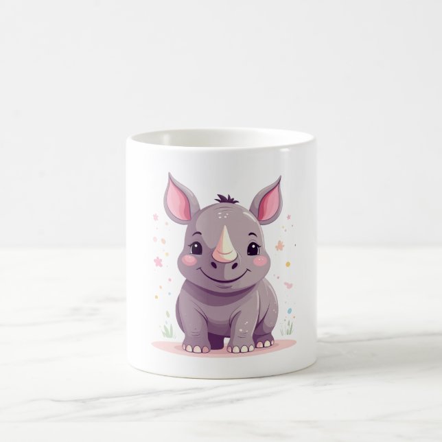 Caneca De Café Ilustração do desenho animado do lindo bebê Rhino (Centro)