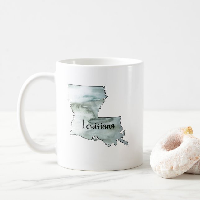 Caneca De Café Ilustração do Estado da Louisiana (Com Donut)